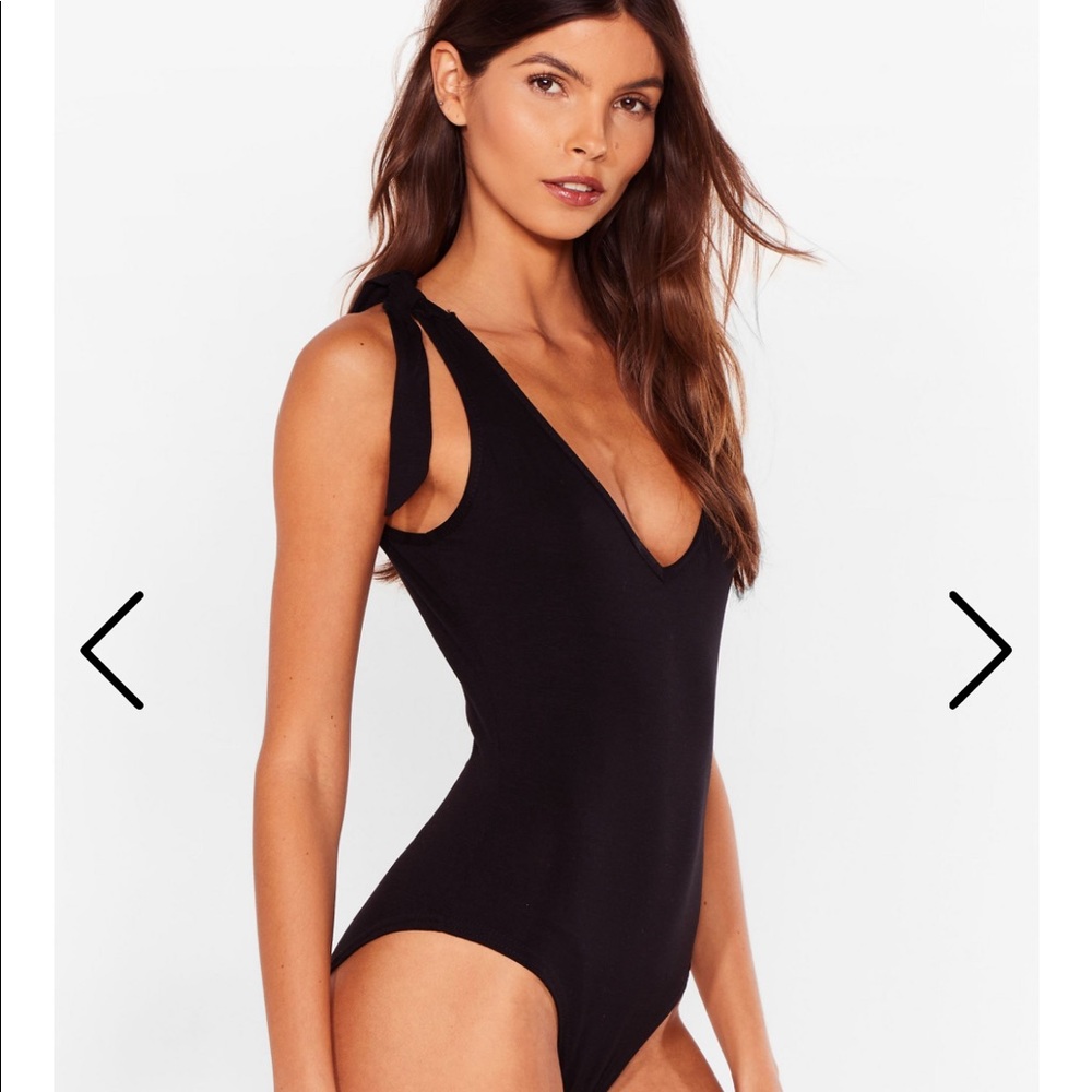 Deep V Neck Tie Strap Body Suit